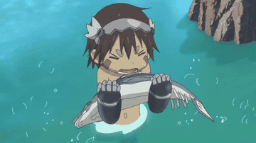 Reg holding a flapping fish