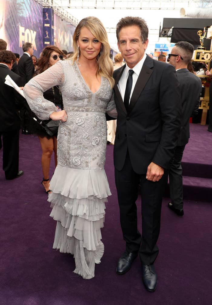 Christine and Ben pose for a photo on the red carpet