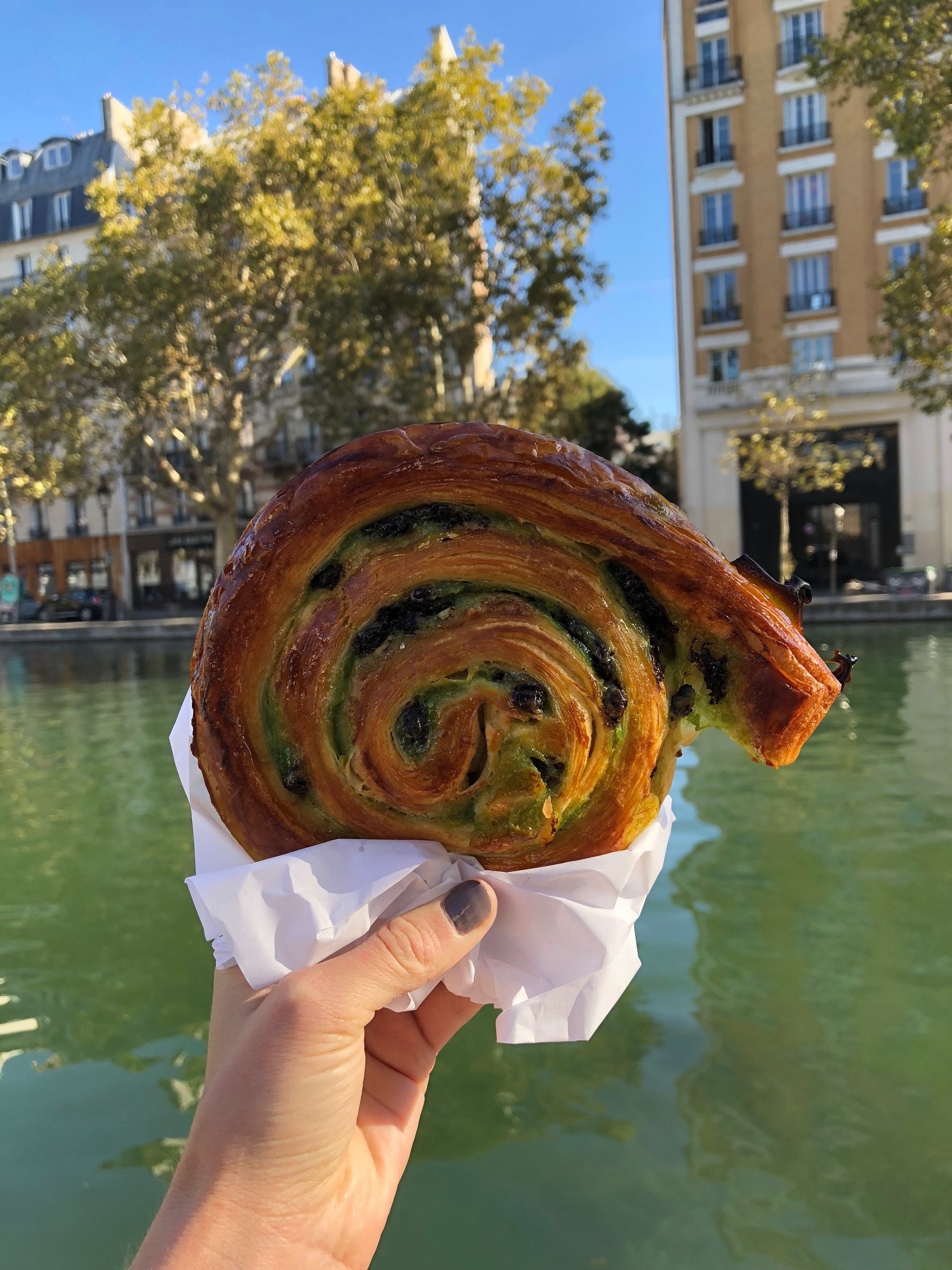 A pastry by the canal