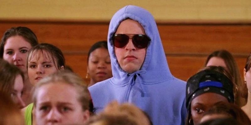 Daniel Franzese as &quot;Damian&quot; from Mean Girls with a blue hood and sunglasses surrounded by a group of girls