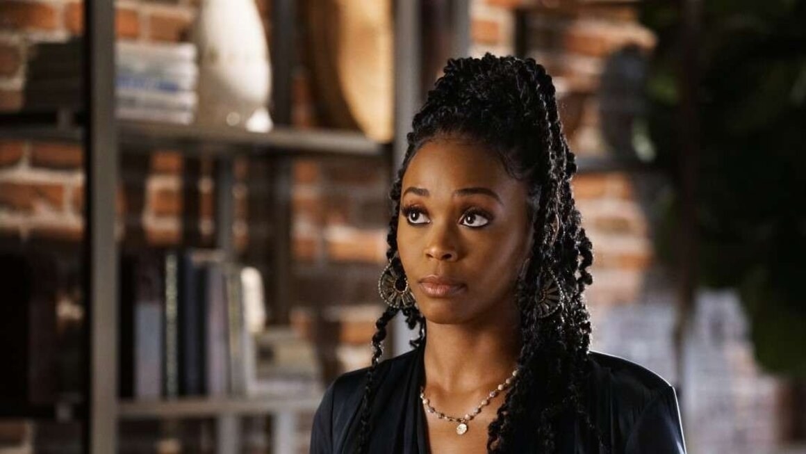 Nafessa Williams as &quot;Anissa&quot; in Black Lightning is looking off into the distance