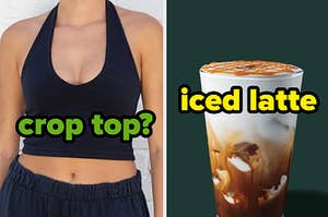 crop top and iced latte