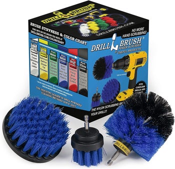 the blue set with large and small circular brush heads and a rounded one
