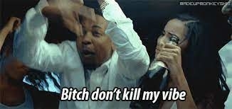 Kendrick Lamar rapping, &quot;Bitch don&#x27;t kill my vibe&quot;