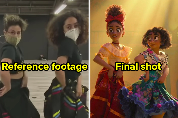 The reference footage of two women dancing and the final shot of Dolores and Maribel dancing