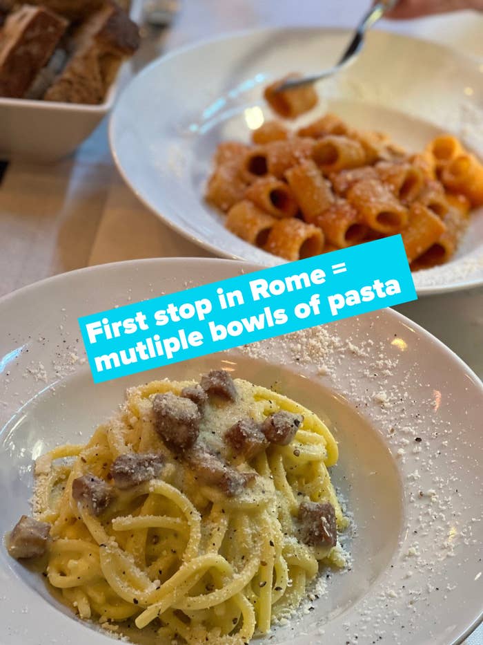 Two bowls of pasta in Rome