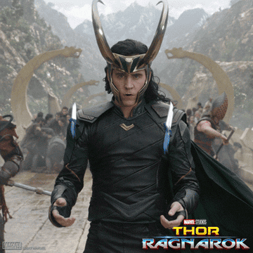 Loki flipping a set of knives