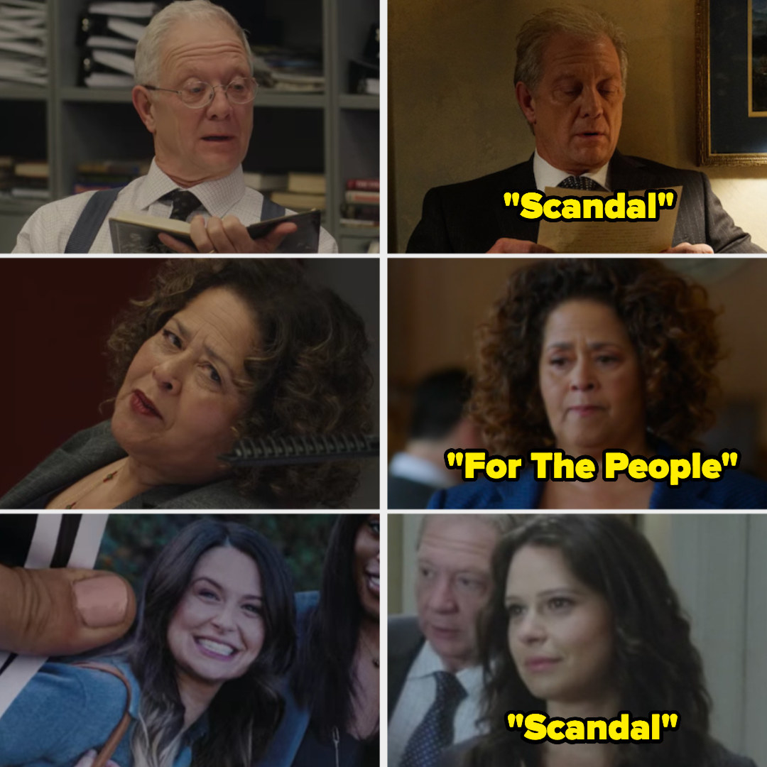 Closeups of characters in Inventing Anna who are also in other Shondaland shows