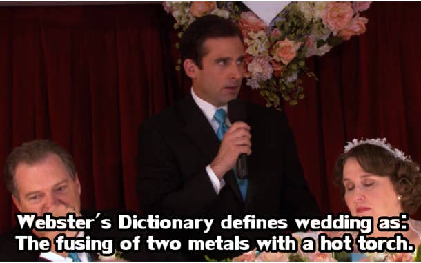 Michael Scott in The Office making a bad speech at Phyllis&#x27;s wedding