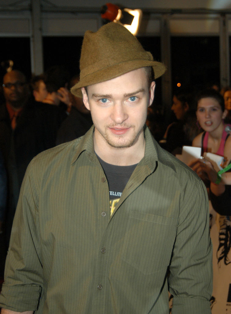 Justin Timberlake is wearing a brown felt fedora