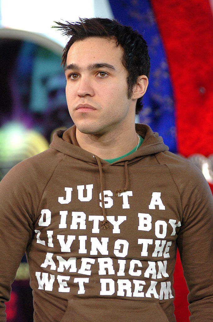 pete wentz wearing a just a dirty boy living the american wet dream