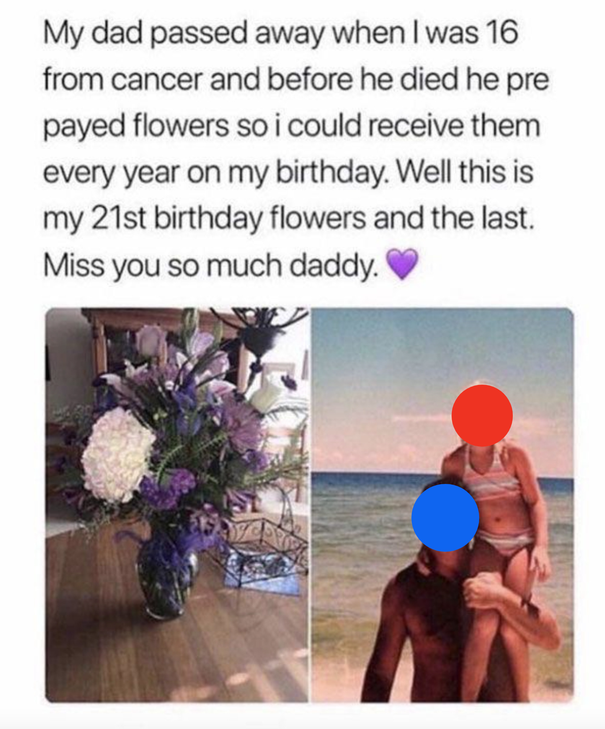 Dad who died of cancer sent daughter flowers every year for her birthday after he passed