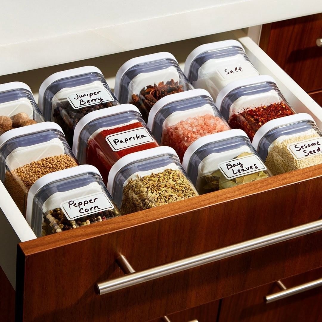 an open drawer filled with the airtight containers