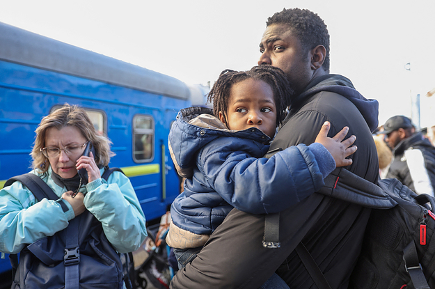 Photos Of Ukrainians Fleeing The Russian Invasion