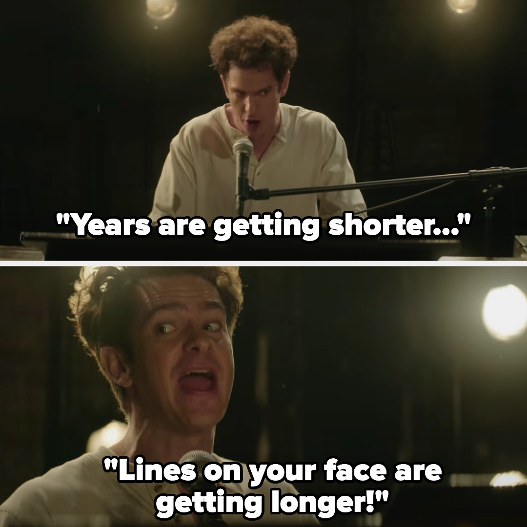 Andrew Garfield singing &quot;Years are getting shorter, lines on your face are getting longer!&quot; in Tick Tick Boom