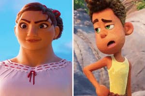 luisa from encanto on the left and alberto from luca on the right