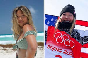 Chloe Kim during summer and during the olympics