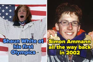 Shaun White at his first Olympics and Simon Ammann all the way back in 2002