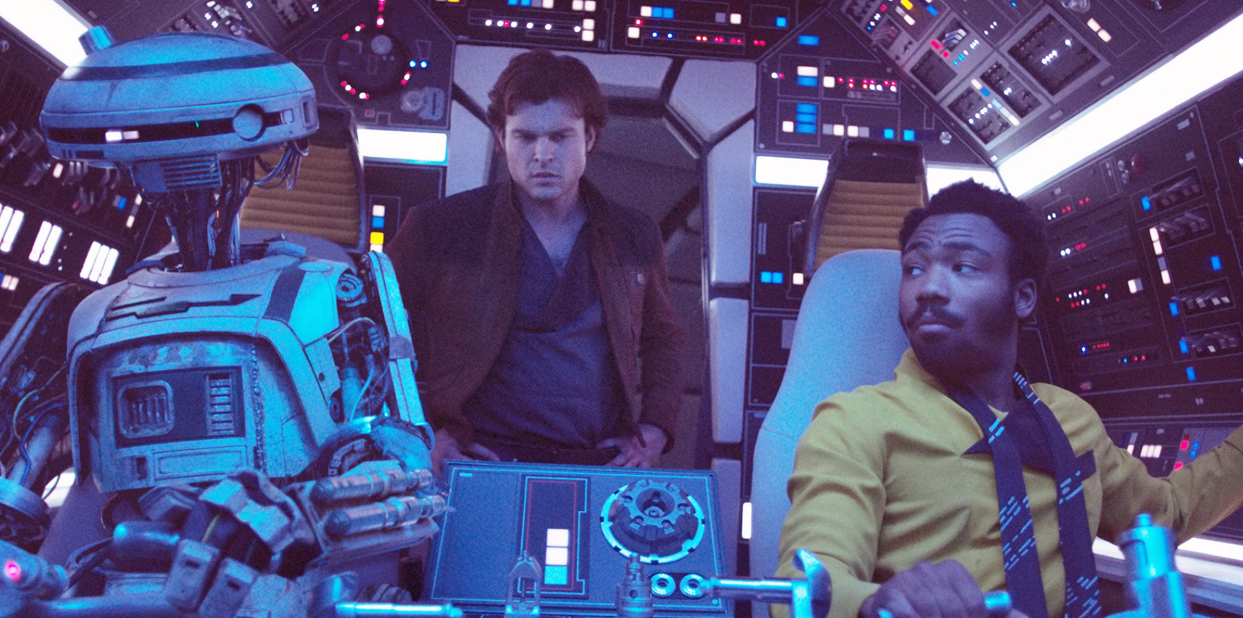 Characters in a spaceship in &quot;Solo: A Star Wars Story&quot;