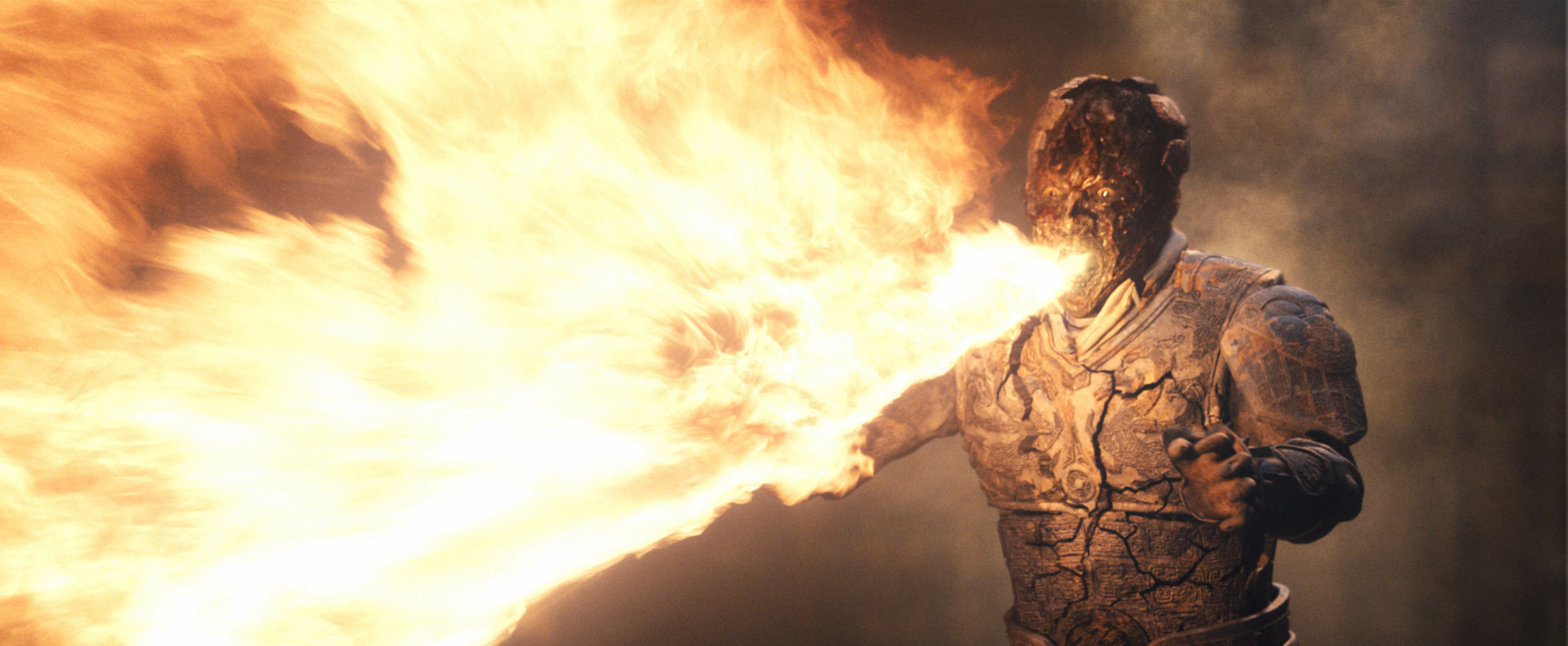A character breathing fire in &quot;The Mummy: Tomb of the Dragon Emperor&quot;
