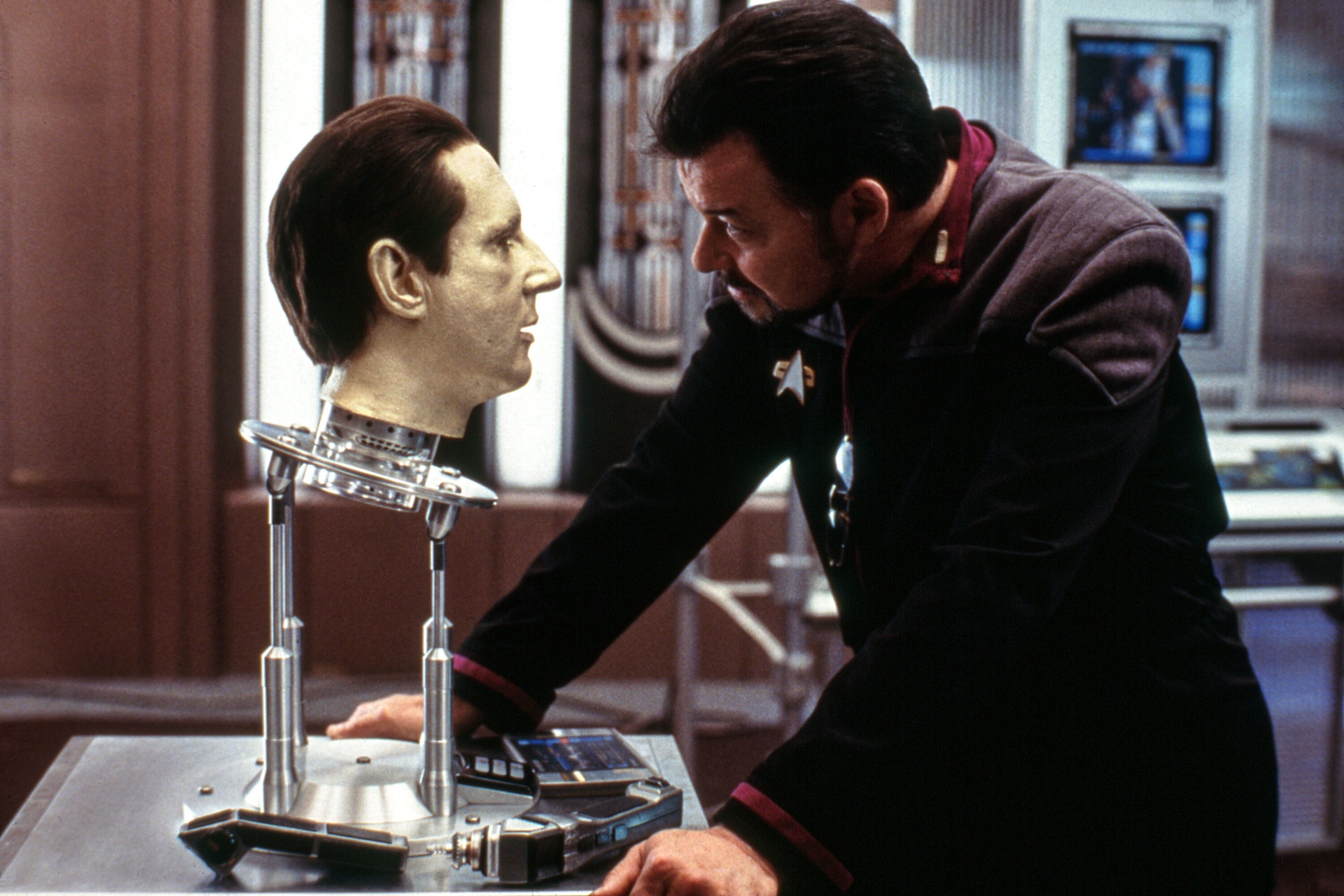 Riker looking at Data&#x27;s head in &quot;Star Trek: Nemesis&quot;
