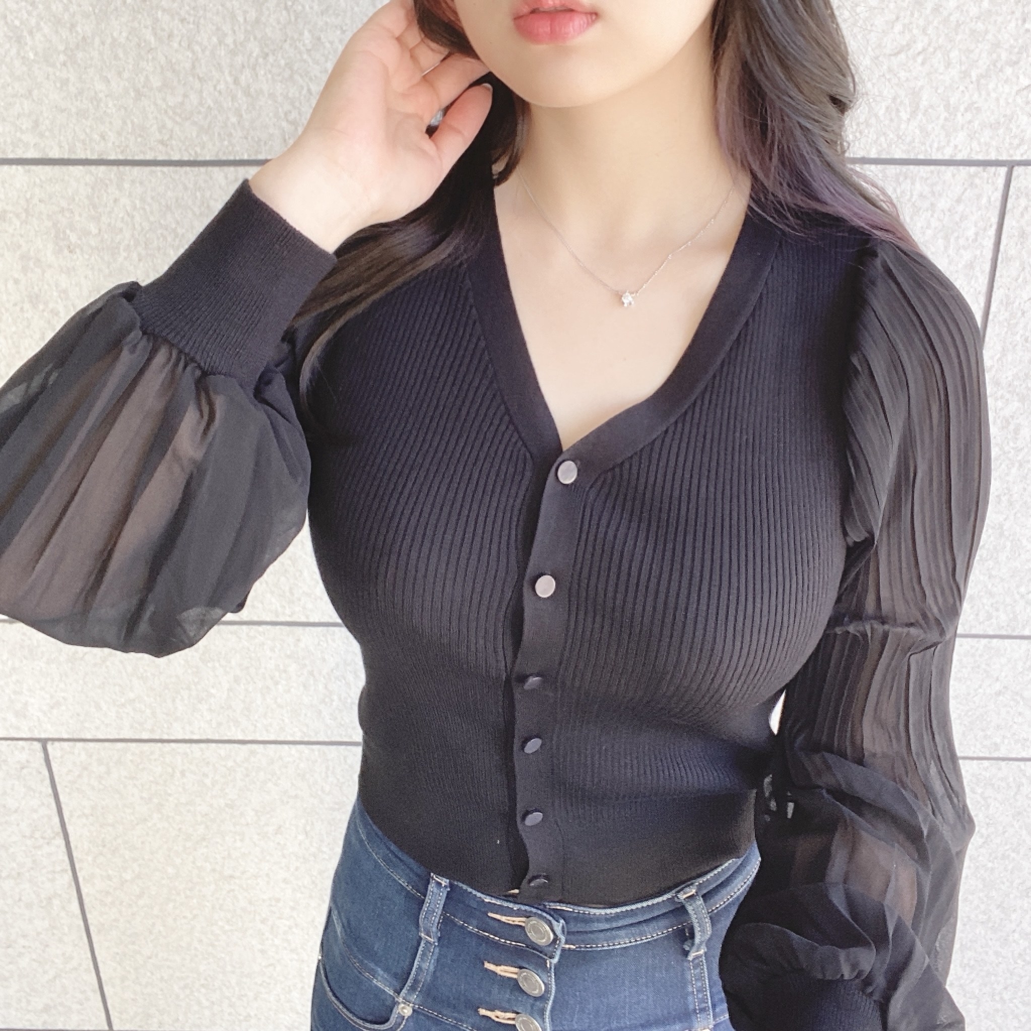 SALE／90%OFF】 GRL プリーツスリーブVネックニットトップス rut520