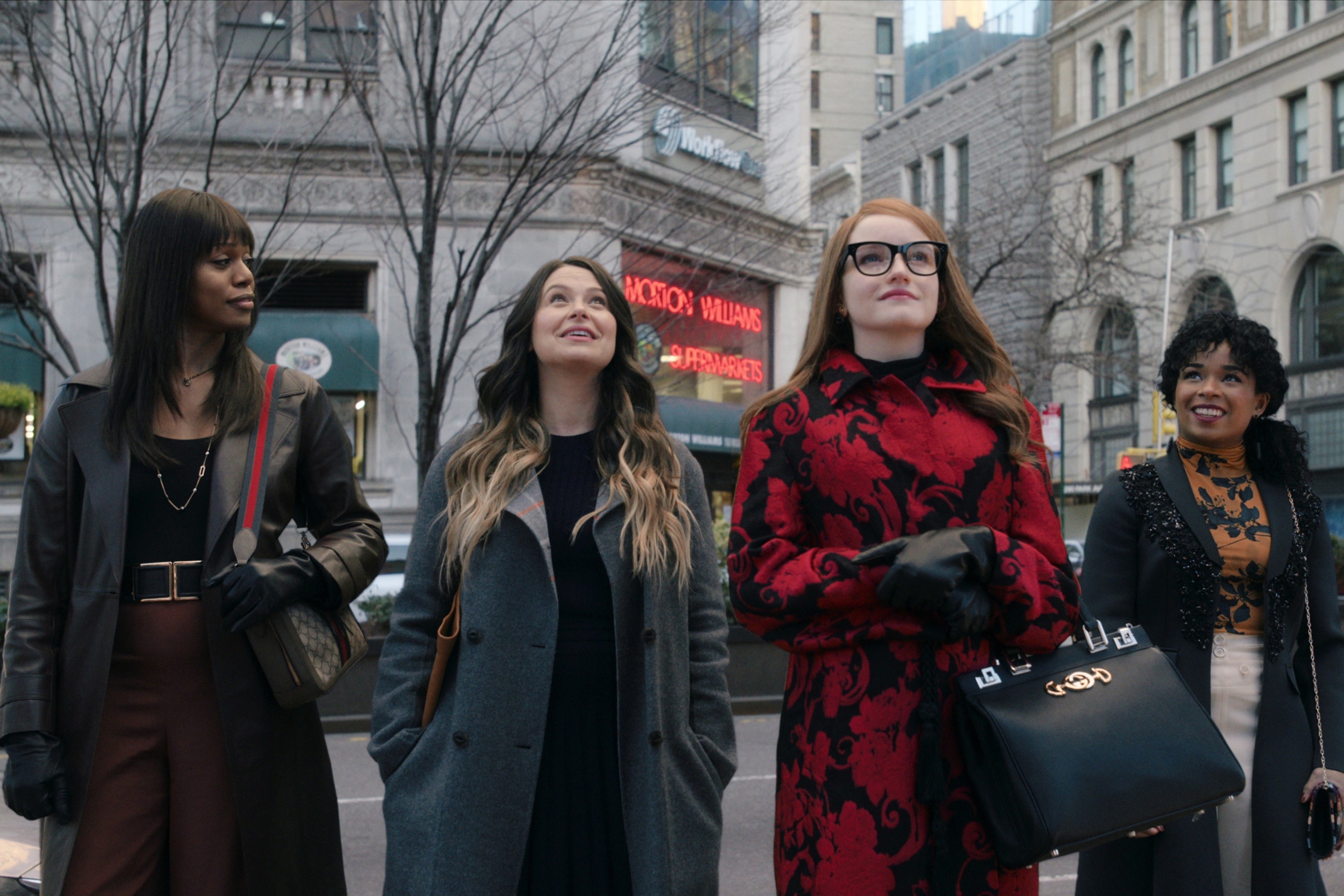 group of women walking the streets of NY in Inventing Anna