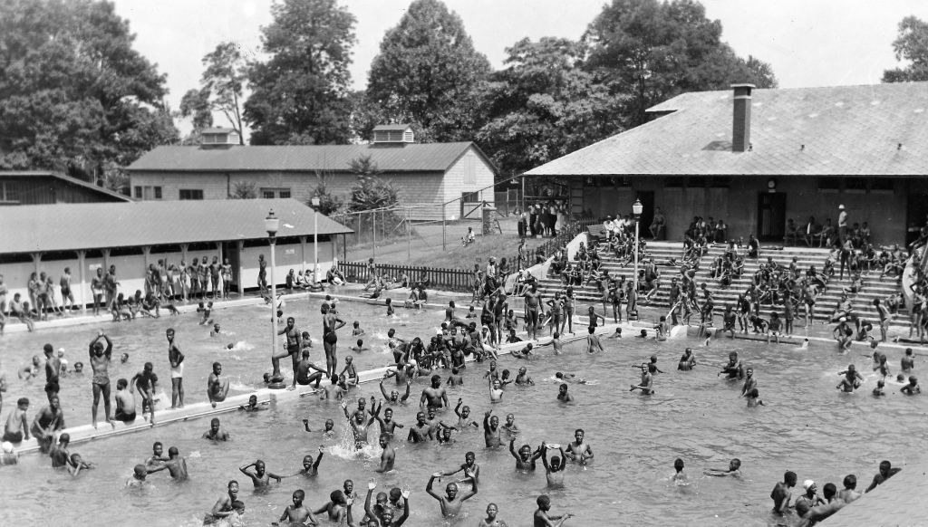 Black children in a segregated swimming pool