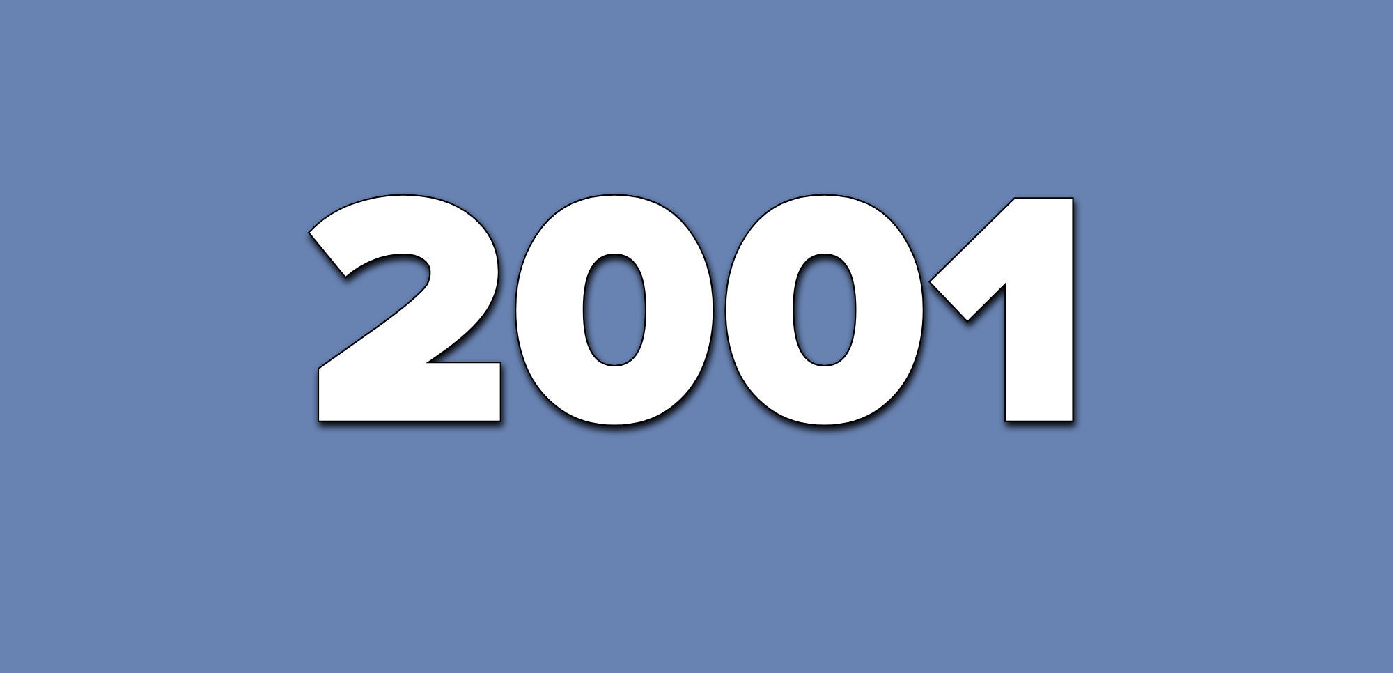 A blue background with text that says 2001