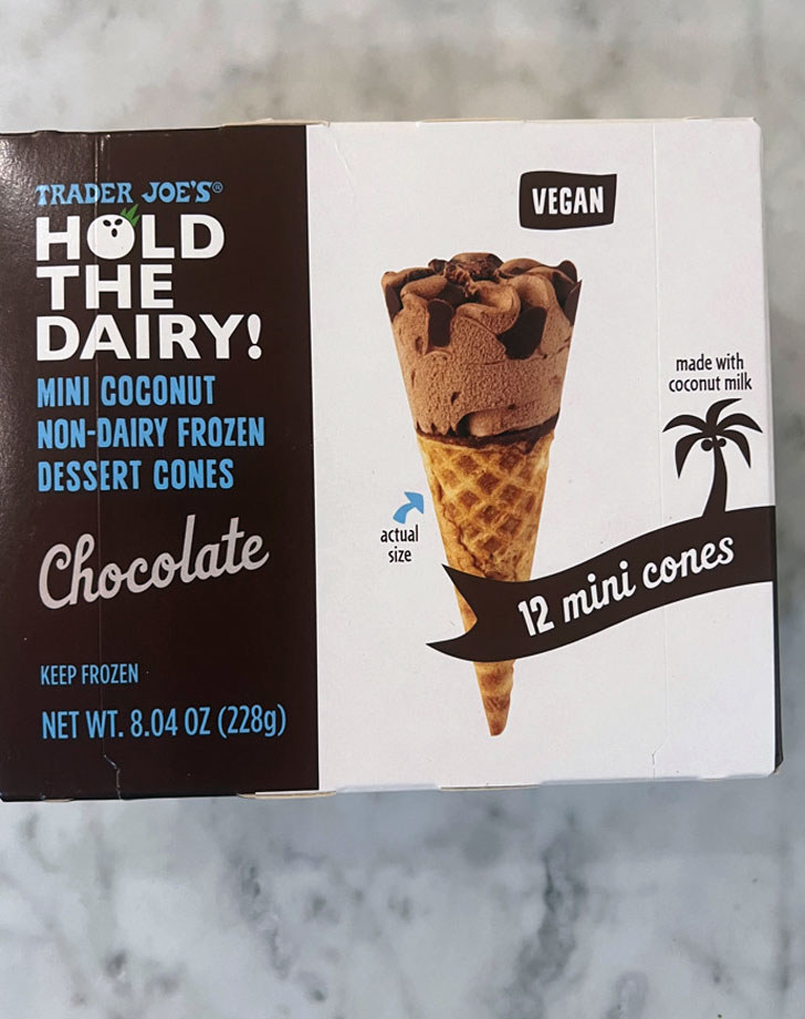 A box of vegan chocolate ice cream cones.
