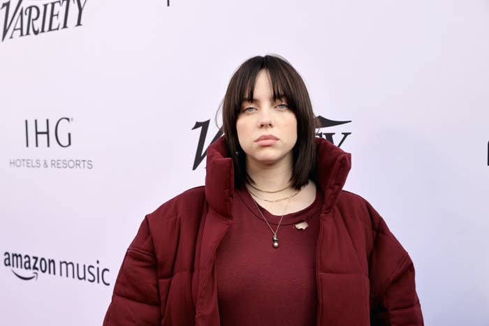 Billie Eilish poses for a picture at a step-and-repeat
