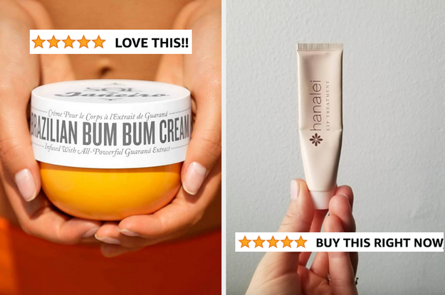 brazilian bum bum cream on the left and lip treatment on the right