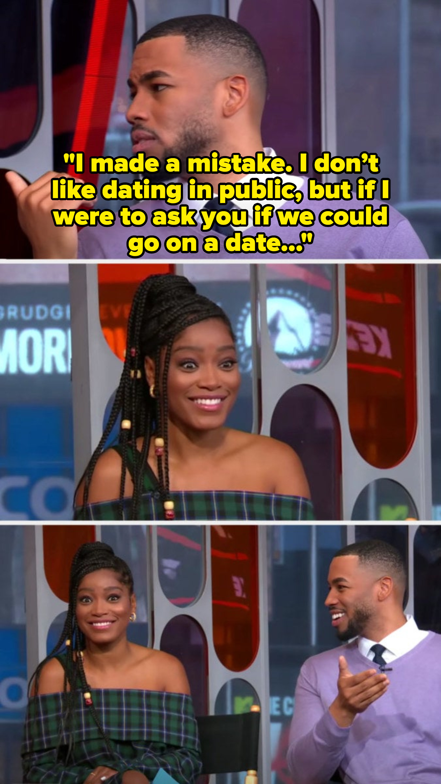 Mike Johnson says, &quot;I made a mistake; I don’t like dating in public, but if I were to ask you if we could go on a date…&quot; and Keke widens her eyes in shock, left without words