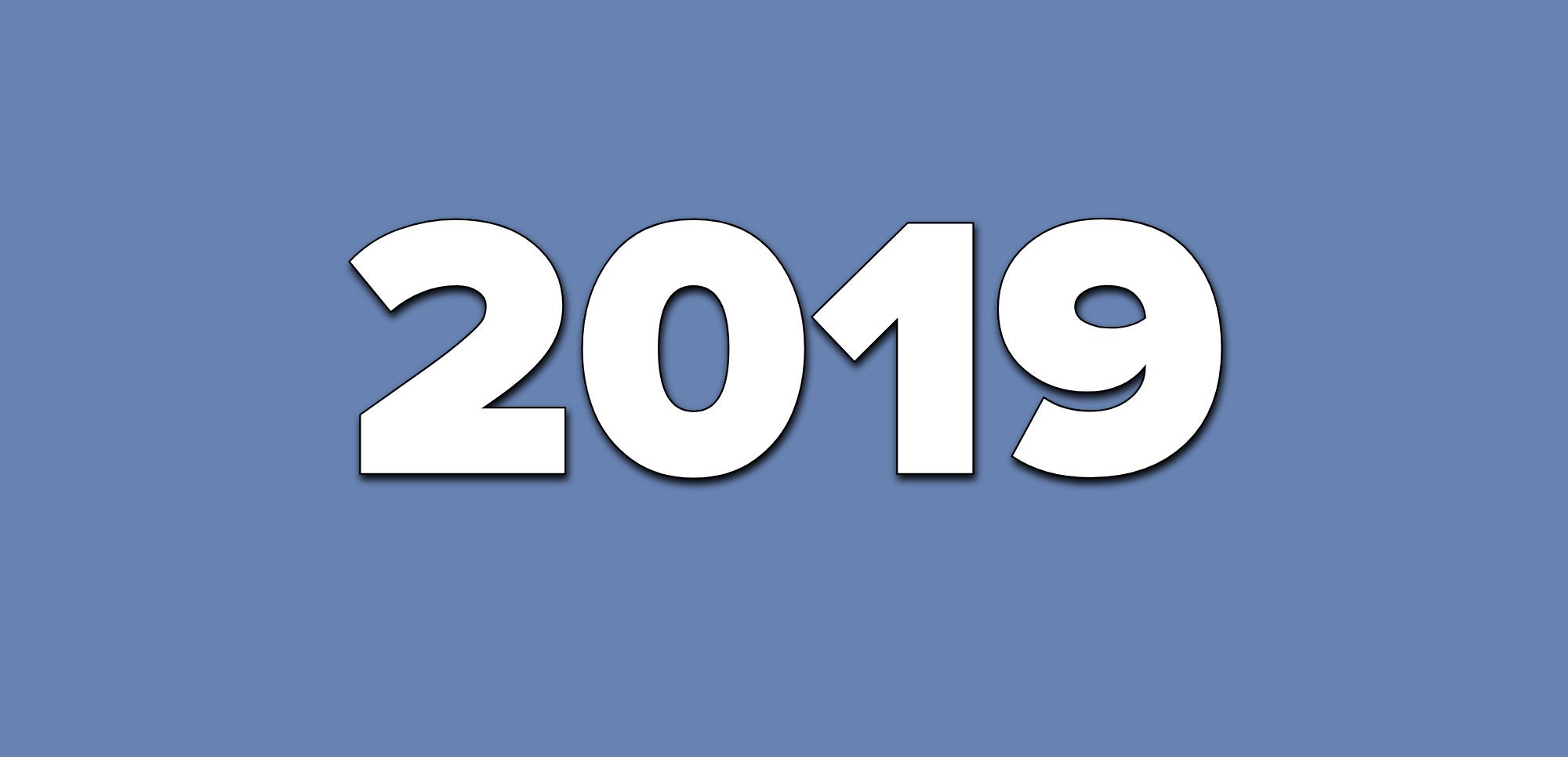 A blue background with text that says 2019