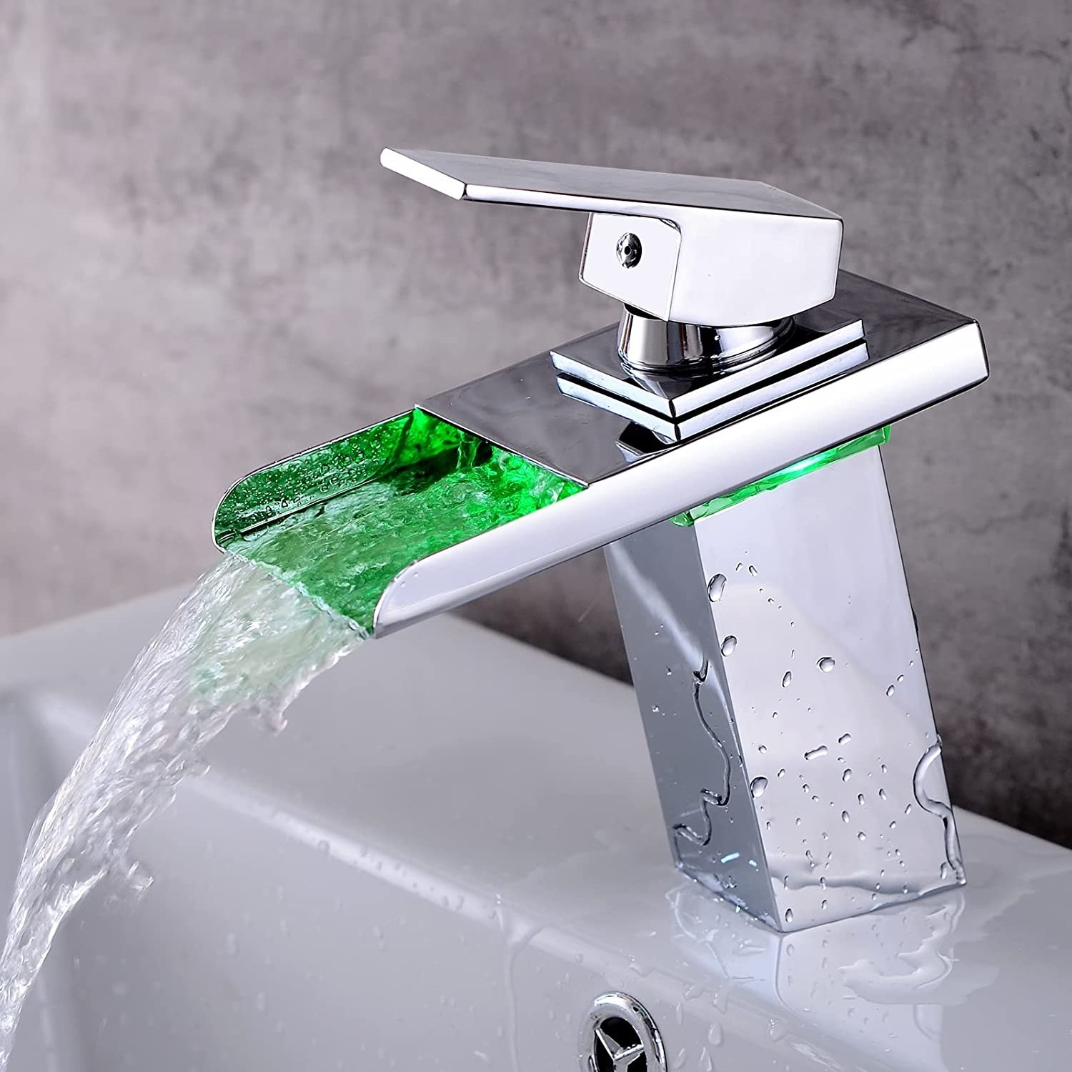 a colour changing waterfall faucet