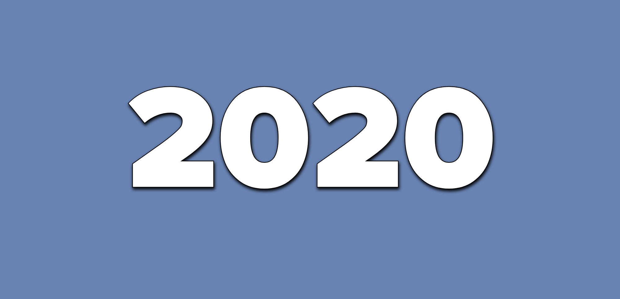 A blue background with text that says 2020
