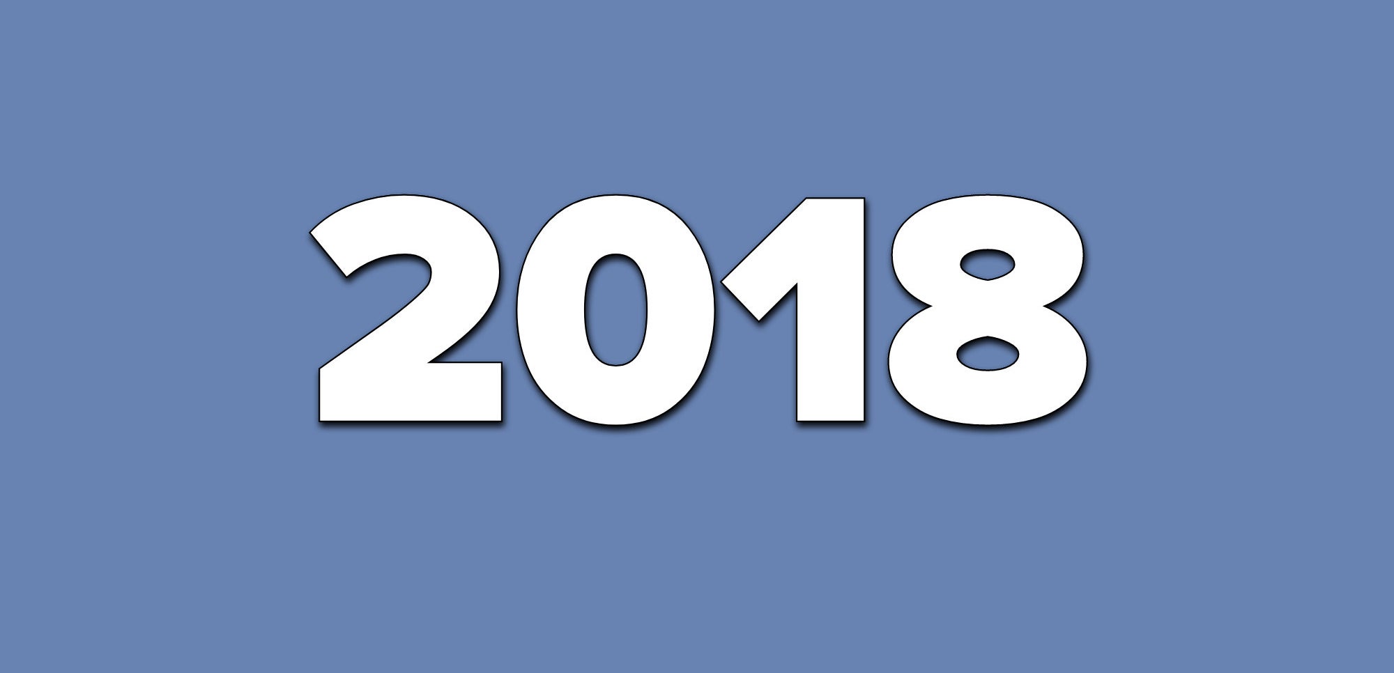 A blue background with text that says 2018