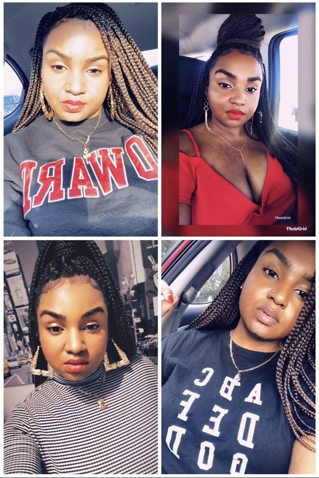 A Community User shows off their long crochet braids in a series of selfies