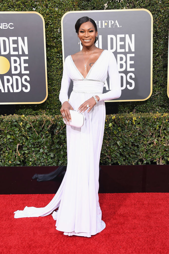 Dominique on the Golden Globes red carpet