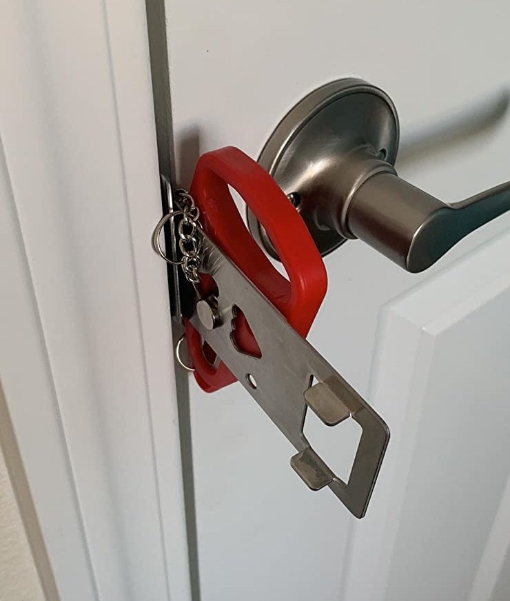 Reviewer lock inserted into door