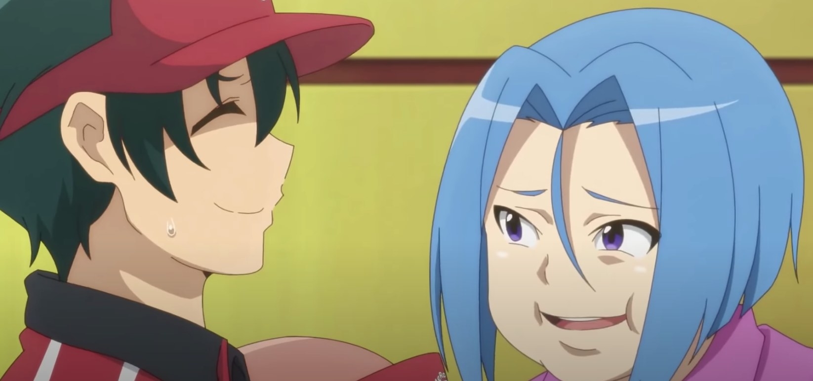 Sadao Maou smiling at another character in the season two trailer