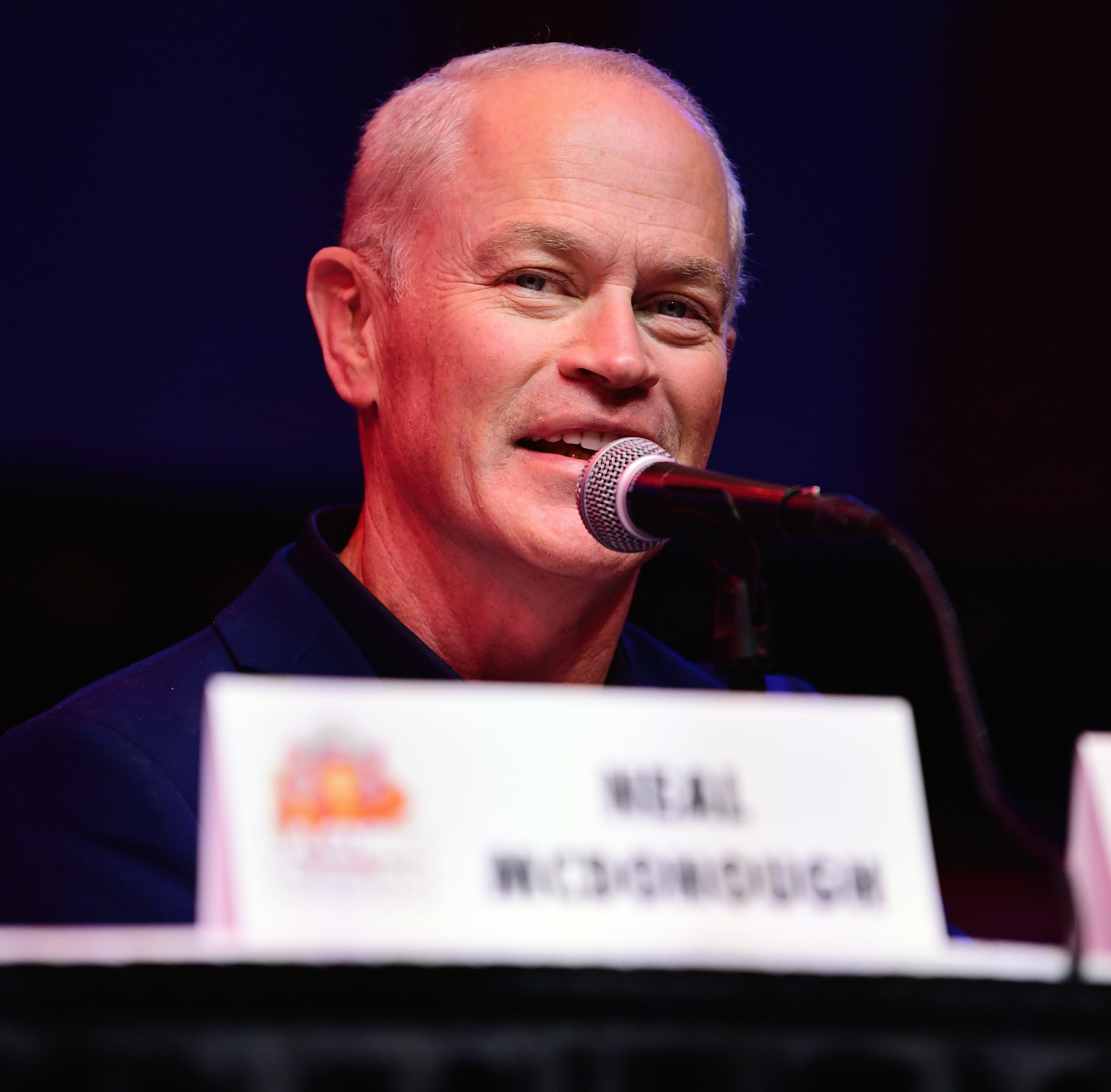 Neal McDonough on an "Arrow" panel at Comic Con in late 2021