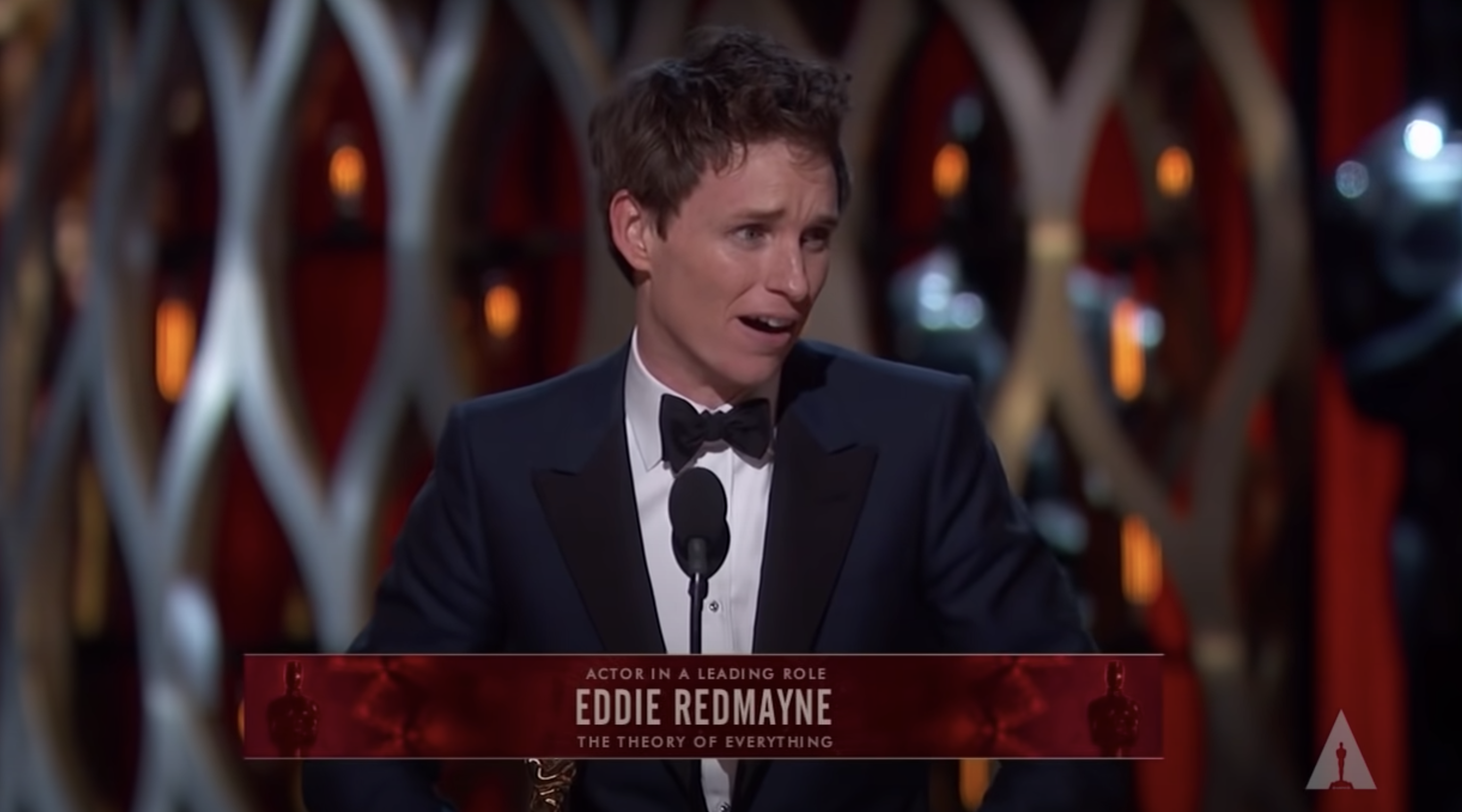 Eddie accepting his Oscar