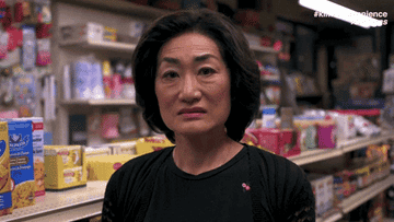 Umma stares directly into the camera and says, &quot;What?&quot; on Kim&#x27;s Convenience