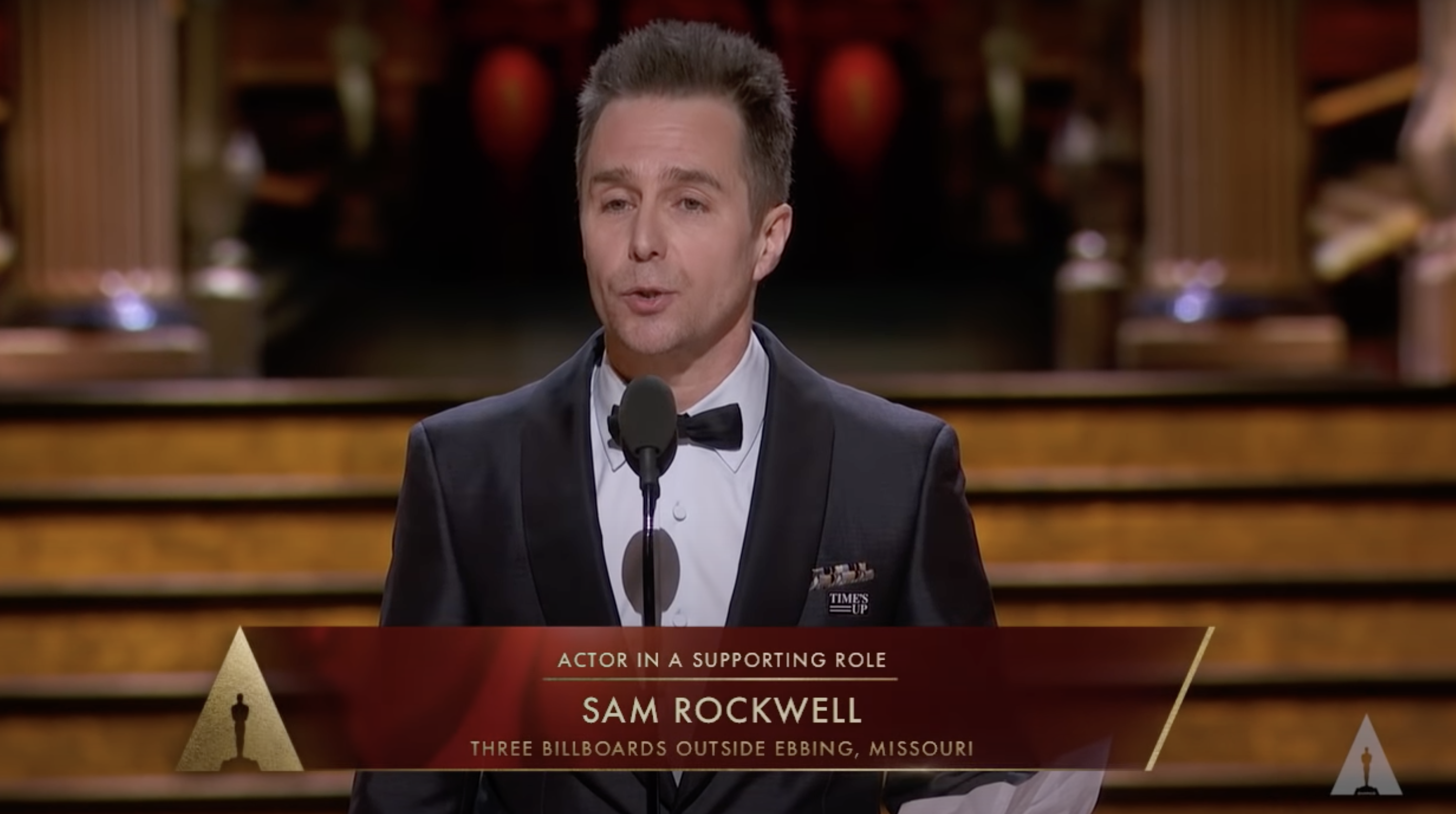 Sam accepting his Oscar