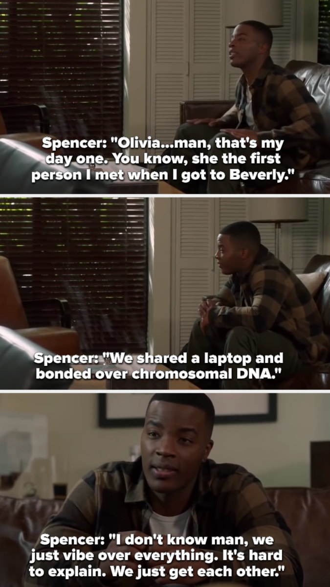 Spencer: &quot;That&#x27;s my day one, we shared a laptop and bonded over chromosomal DNA, I don&#x27;t know we just vibe over everything, it&#x27;s hard to explain, we just get each other&quot;