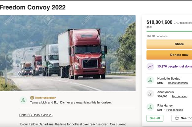 GoFundMe Says The Viral Campaign For Canada’s Trucker
Protest Hasn’t Violated Its Rules Even Though It Sure Seems Like It
Does