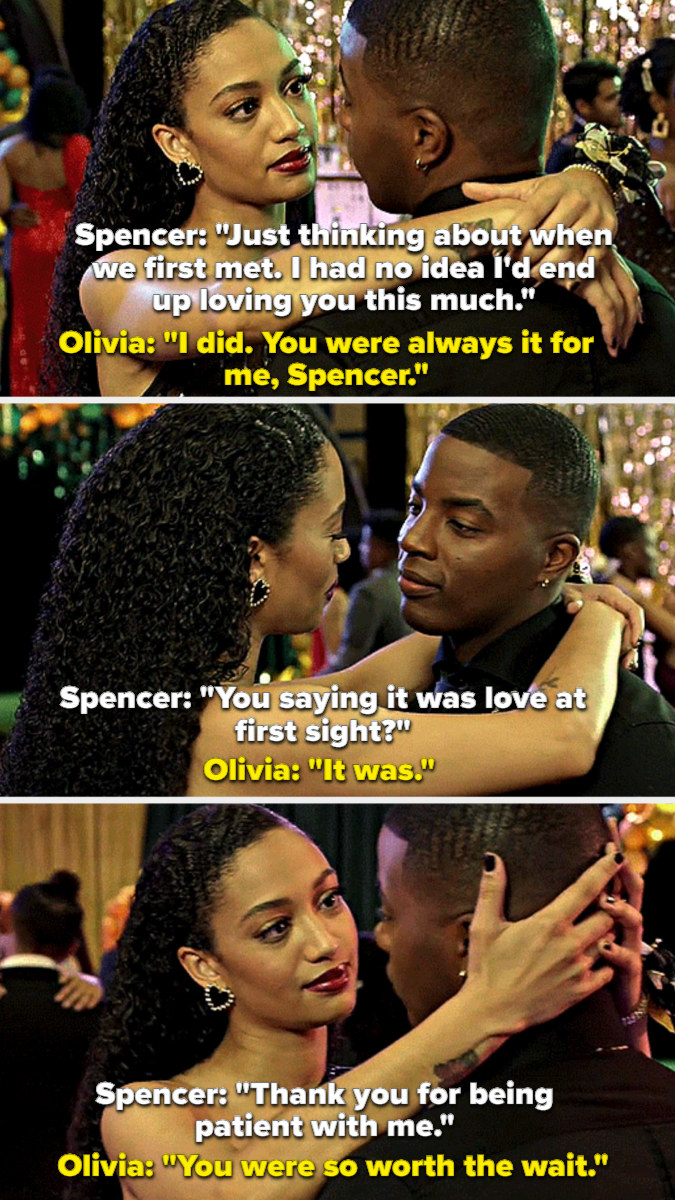 Spencer says he had no idea he&#x27;d end up loving her so much, Olivia says he was always it for her, &quot;thank you for being patient with me,&quot; &quot;you were so worth the wait&quot;