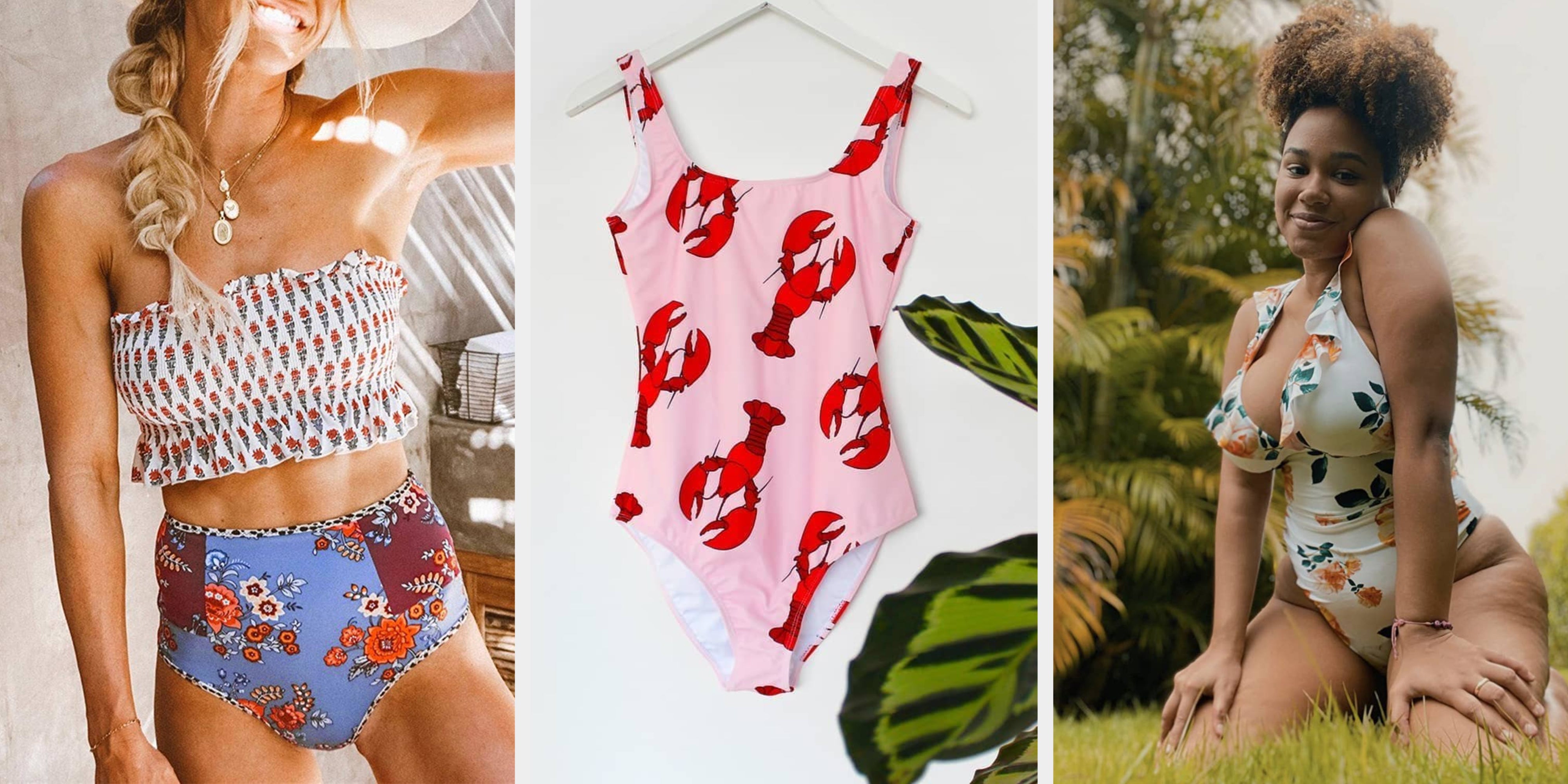  Cherry Pattern Women's Bikini Set Sexy Backless Tankini  Swimsuit Swimwear Triangle Bathing Suit : Sports & Outdoors