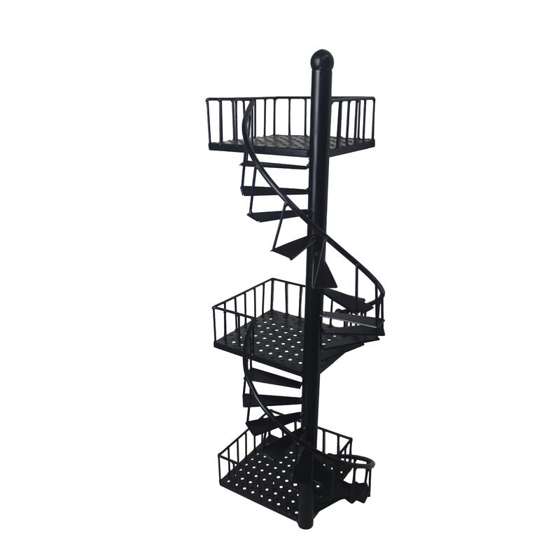 the black metal staircase-shaped organizer